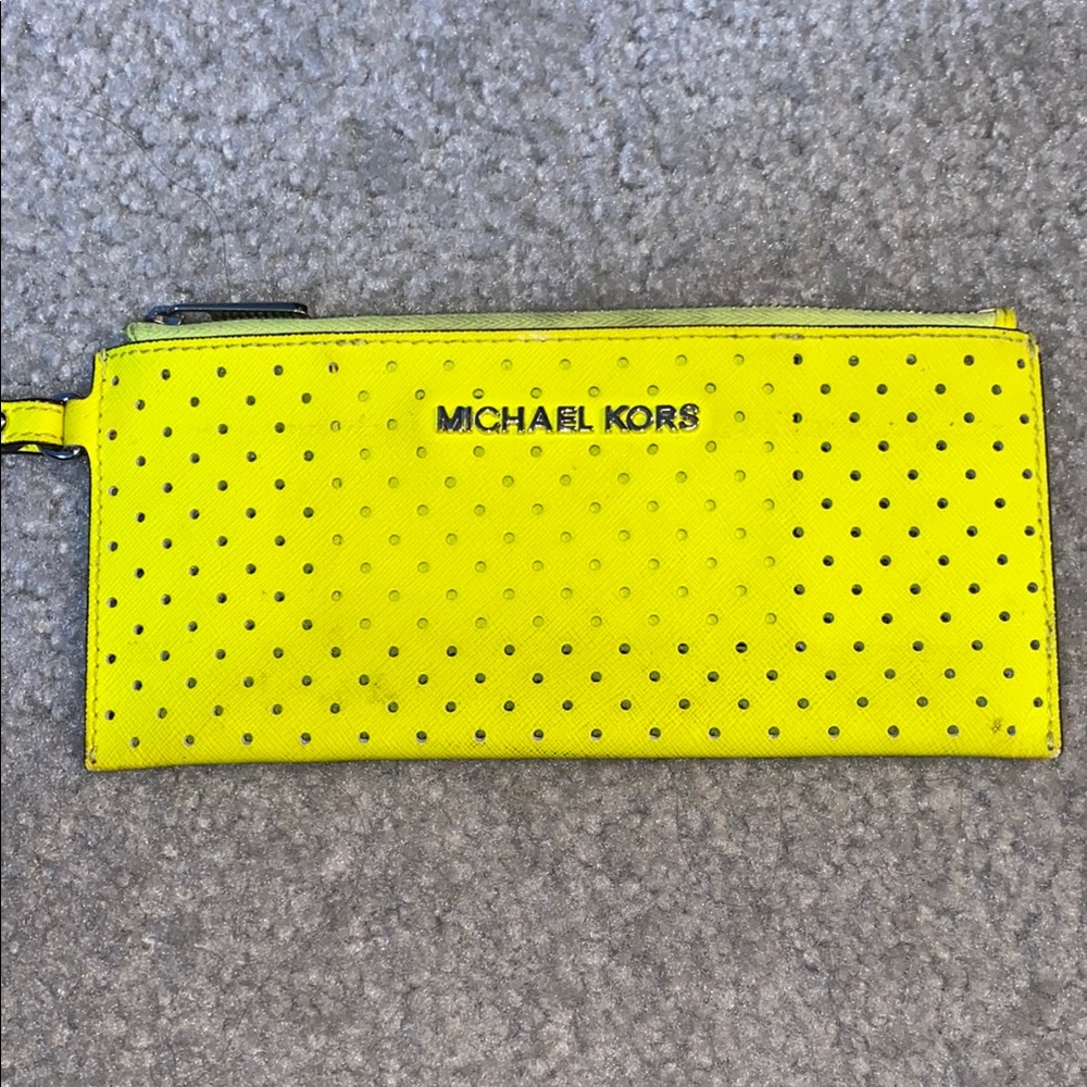 Michael Kors Yellow Perforated Wallet/Wristlet